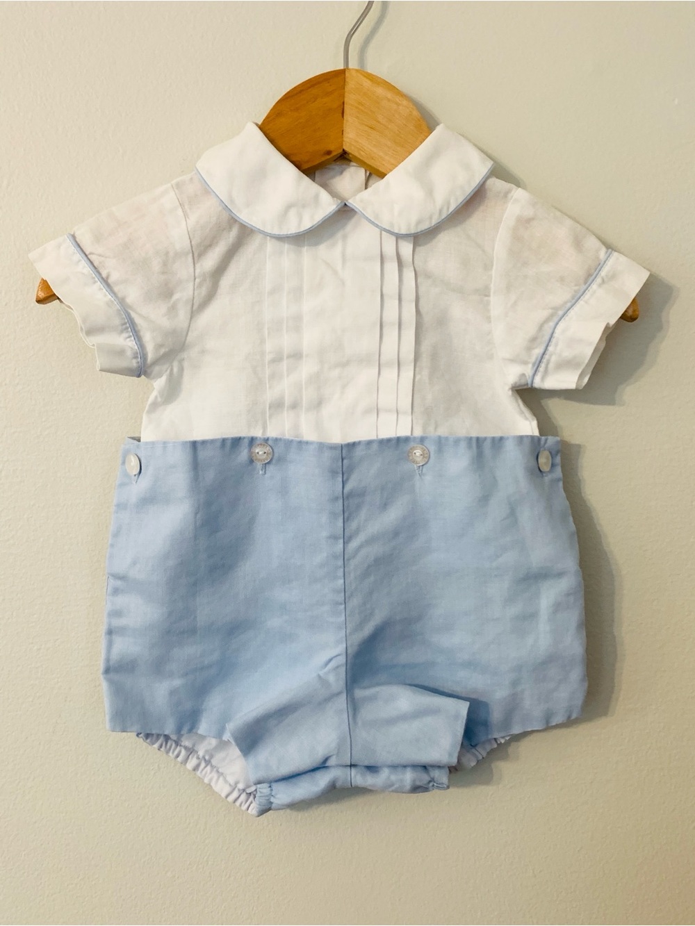 Vintage Sir John Baby Infant Button On Romper Linen Size 6 Months